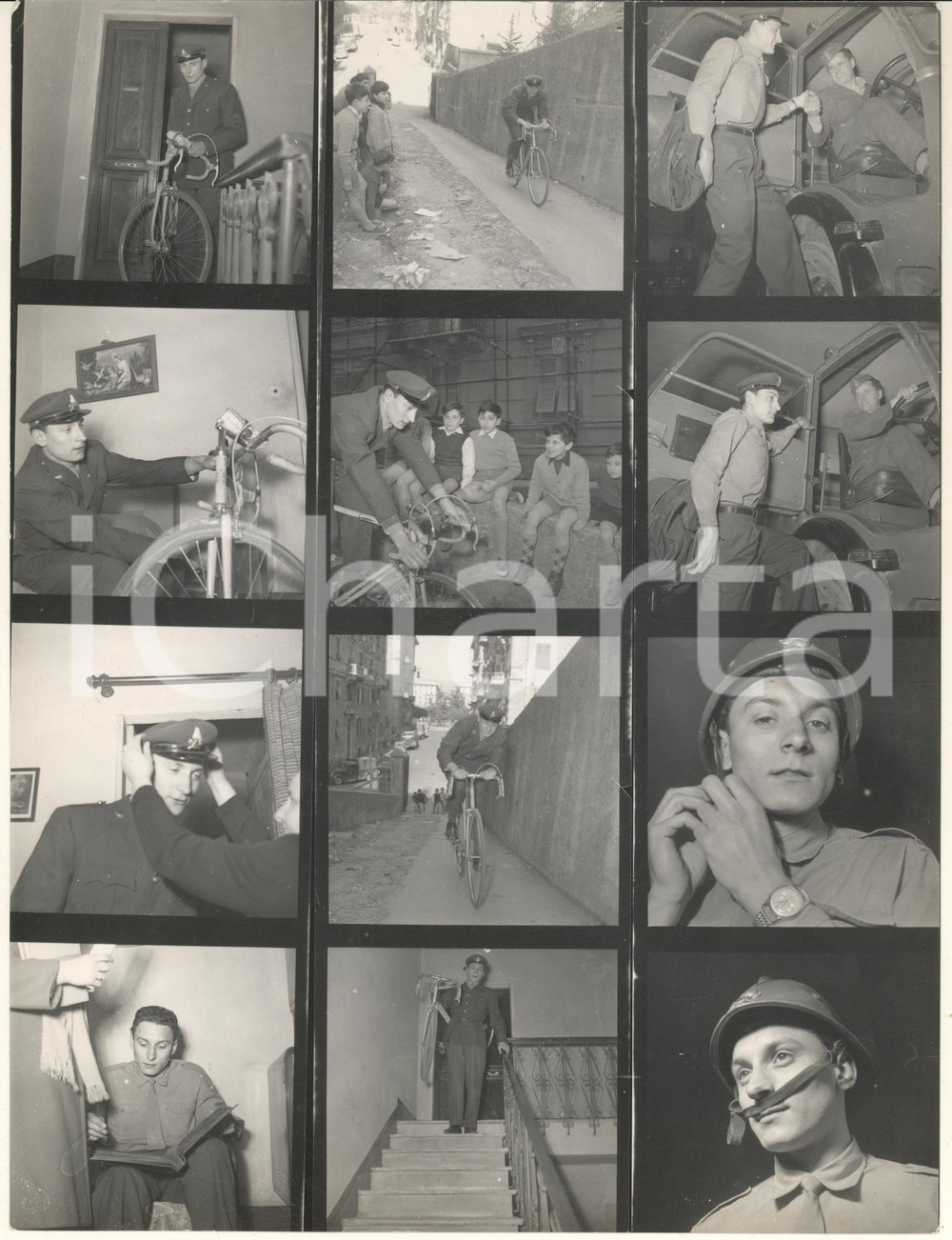 Fotografia d epoca originale 1956 Mino DE ROSSI Vigile del fuoco e ciclista GIRO D ITALIA  Foto 12 provini 1 1