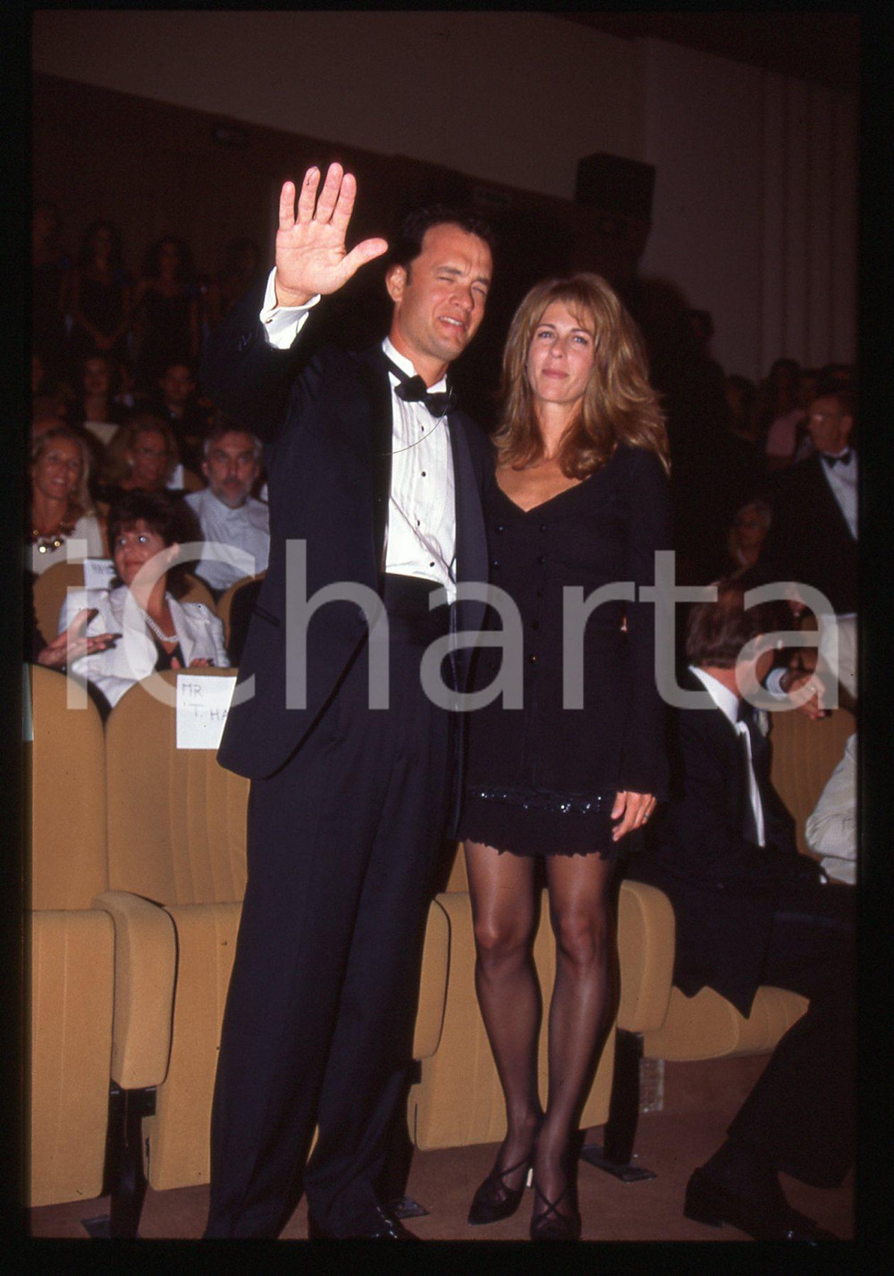 Fotografia d epoca originale Tom HANKS e Rita WILSON  FESTIVAL CINEMA CANNES 1995 ca 35 mm vintage slide 1