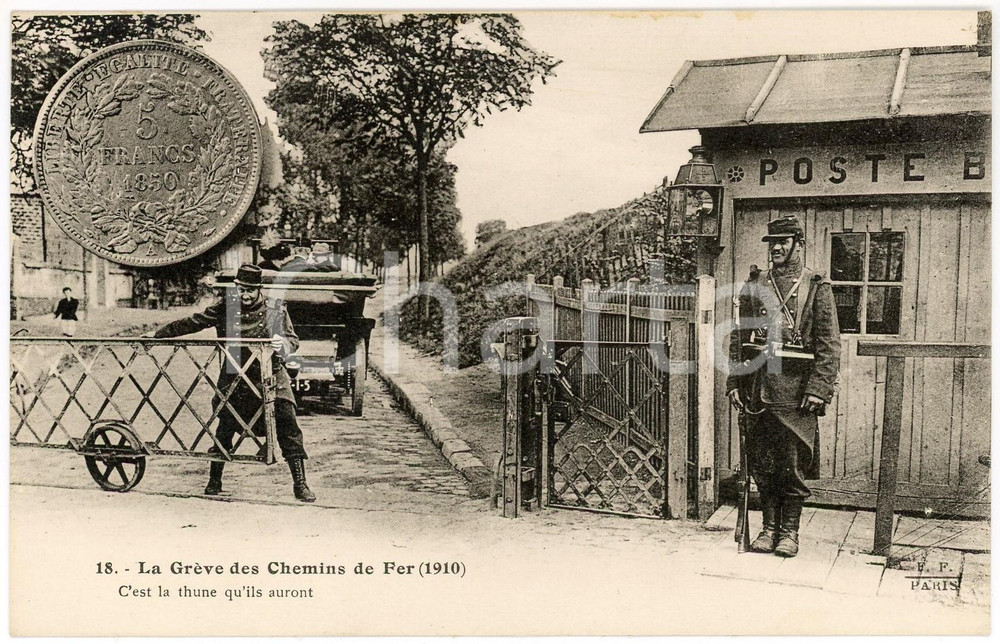 1925 FRANCE Grève des CHEMINS DE FER C'est la thune qu'ils auront *Carte postale  Cartolina postale d'epoca, non viaggiata.  FAIR/discreto  Formato: 14x9 cm originale e autentica 1