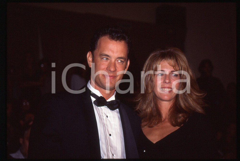 Fotografia d epoca originale Tom HANKS e Rita WILSON  FESTIVAL CINEMA CANNES 1995 ca 35 mm vintage slide 16 1