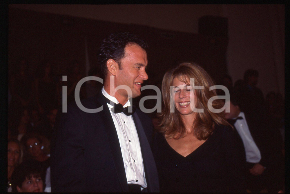 Fotografia d epoca originale Tom HANKS e Rita WILSON  FESTIVAL CINEMA CANNES 1995 ca 35 mm vintage slide 19 1