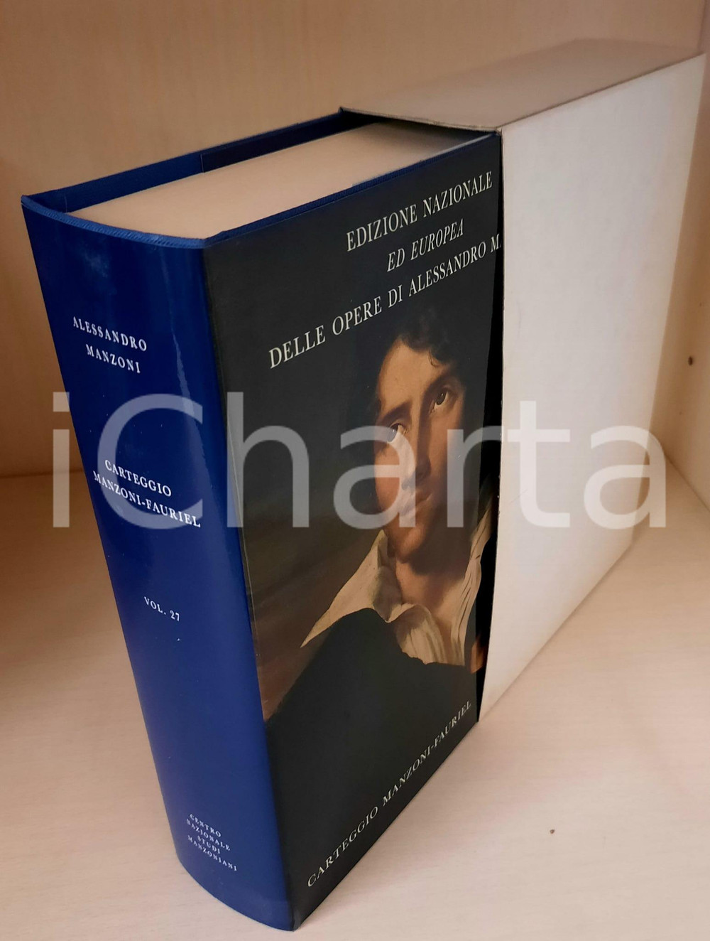 2000 Alessandro MANZONI Carteggio Manzoni-Fauriel - Vol. 27 (2) Ed. Nazionale Edizione Nazionale ed Europea delle opere di Alessandro Manzoni. Legatura in tela blu, logo "Casa del Manzoni" in oro al centro del piatto, sovraccoperta illustrata, cofanetto in cartoncino.Composizione dei testi nella versione VAL del carattere Baskerville, realizzato nella Stamperia Valdonega ad Arbizzano di Verona.PAGINE: 286EDITORE: Centro Nazionale Studi Manzoniani - Milano GOOD/buono volume intonso, ma abrasioni al cofanetto Formato: 22x14 cm originale e autentica 1