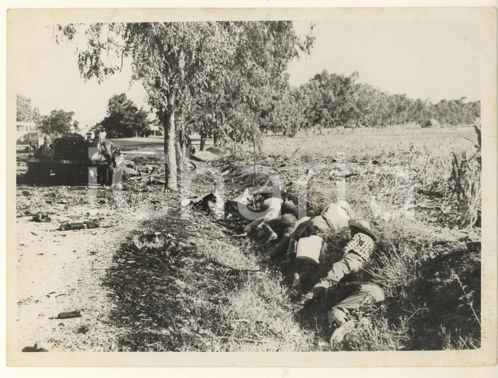 Fotografia d epoca originale 1961 BIZERTE CRISIS Refugees seek shelter from low flying French planes Photo 1