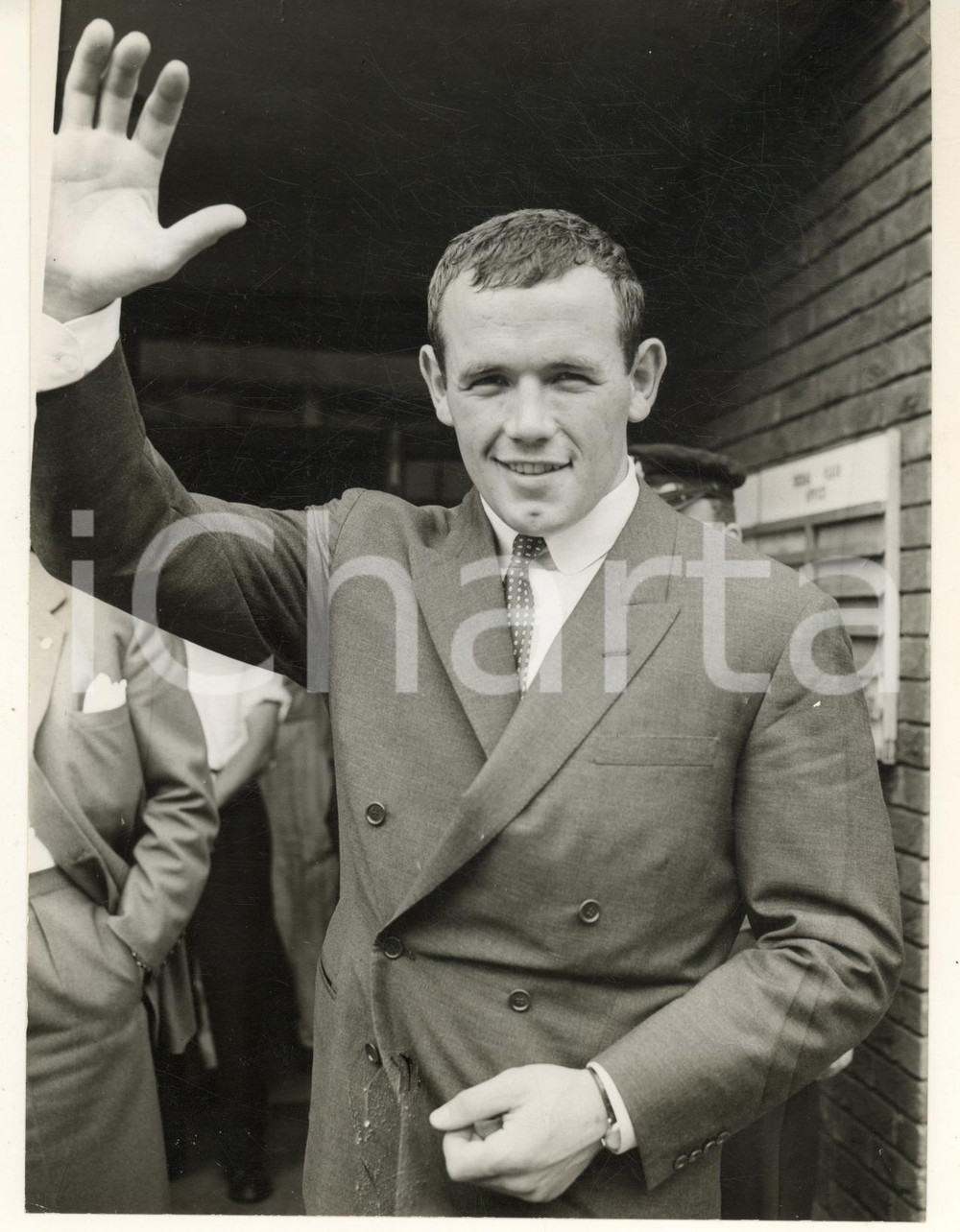 Fotografia d epoca originale 1959 LONDON BOXE Ingemar JOHANSSON world heavyweight champion at airport Photo 1