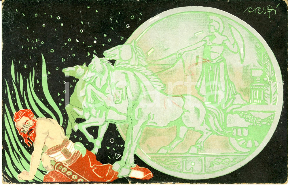 Cartolina originale da collezione 1915 ca WW1 Sottoscrizione prestito nazionale BANCA ITALIANA SCONTO Ill. CRESPI 1