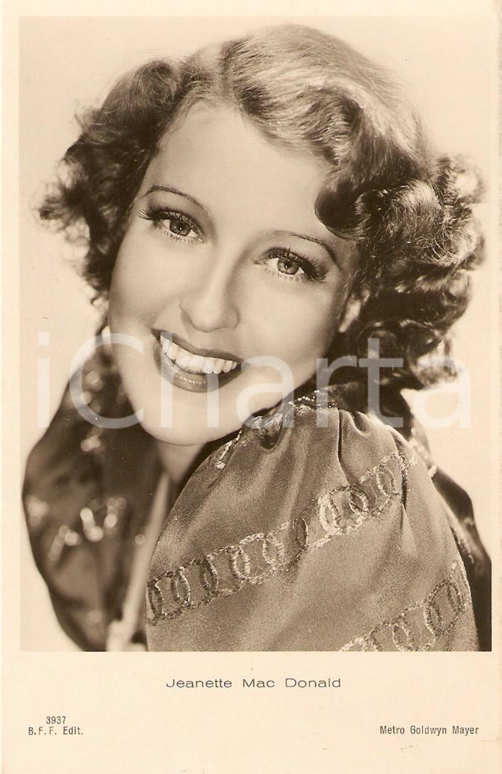 Cartolina originale da collezione 1940 ca CINEMA Actress Jeanette MacDONALD Portrait *Cartolina FP NV 1