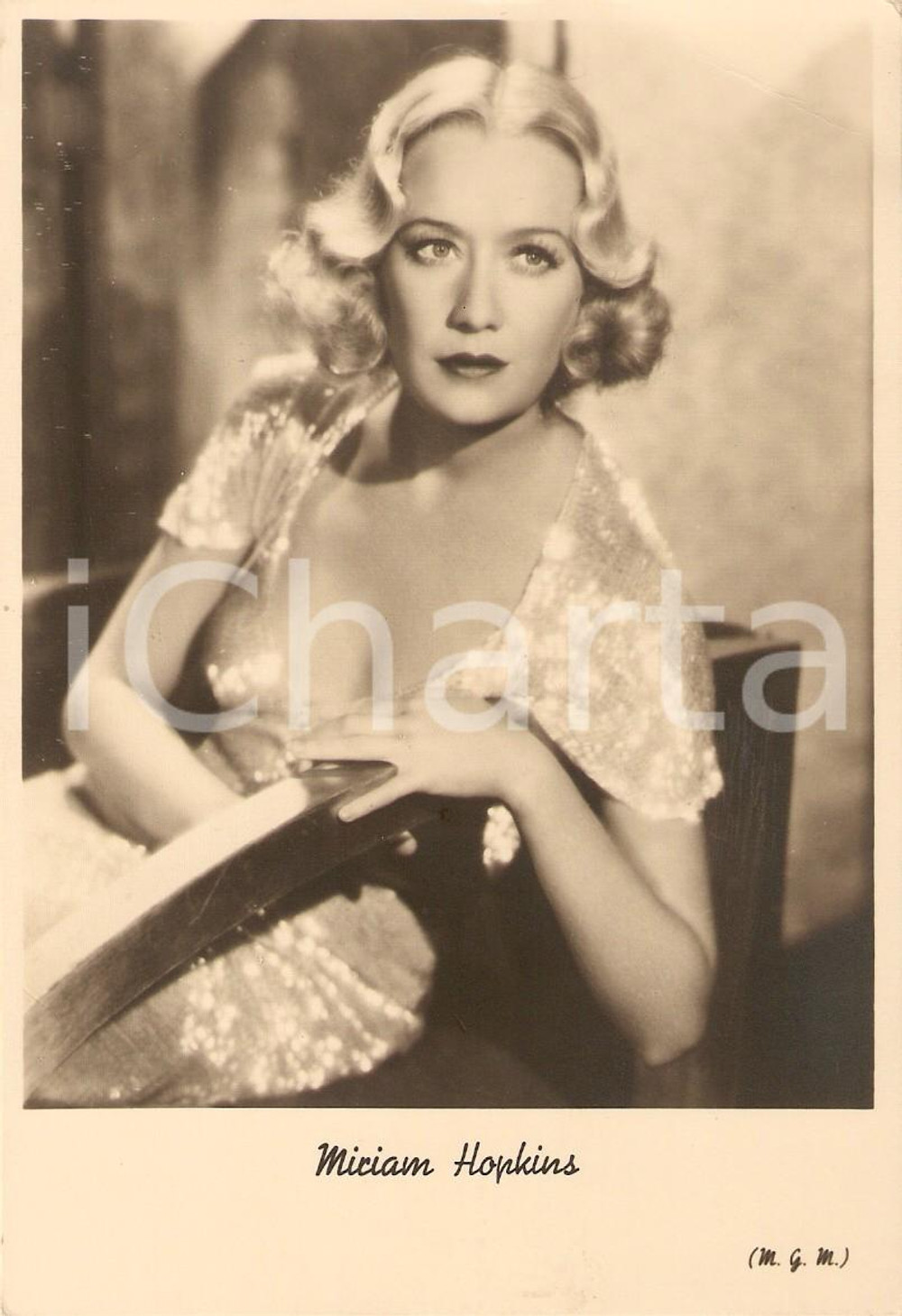 Cartolina originale da collezione 1940 ca CINEMA Actress Miriam HOPKINS Portrait Cartolina FG NV 1