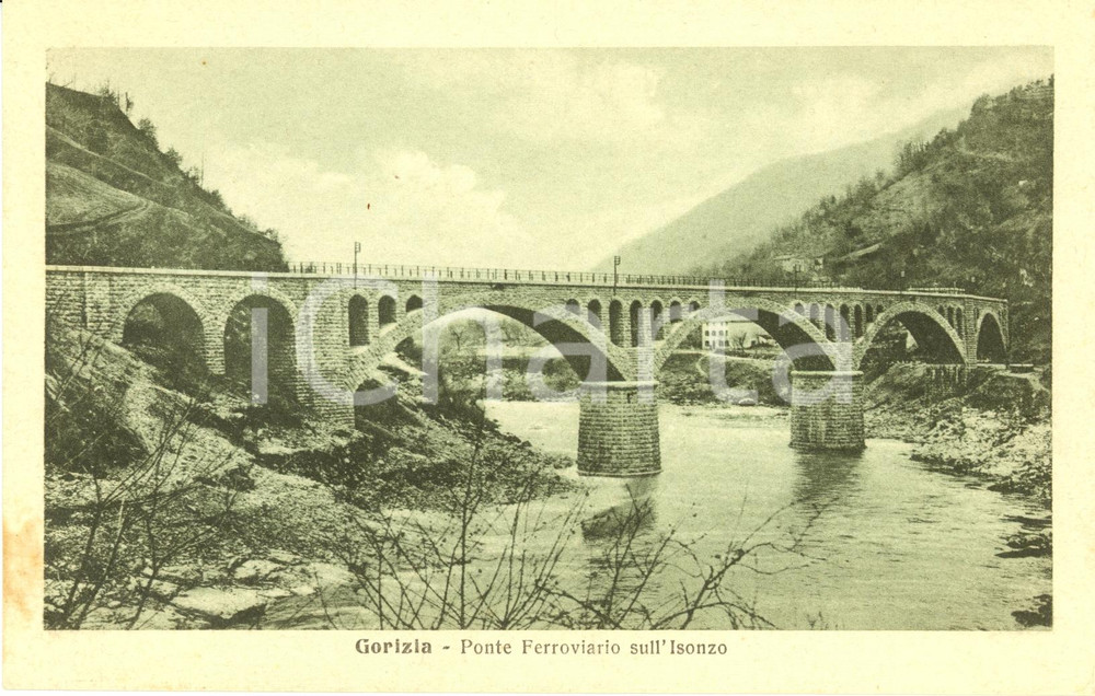 Cartolina originale da collezione 1915 ca GORIZIA Ponte ferroviario sull Isonzo Cartolina postale FP NV 1