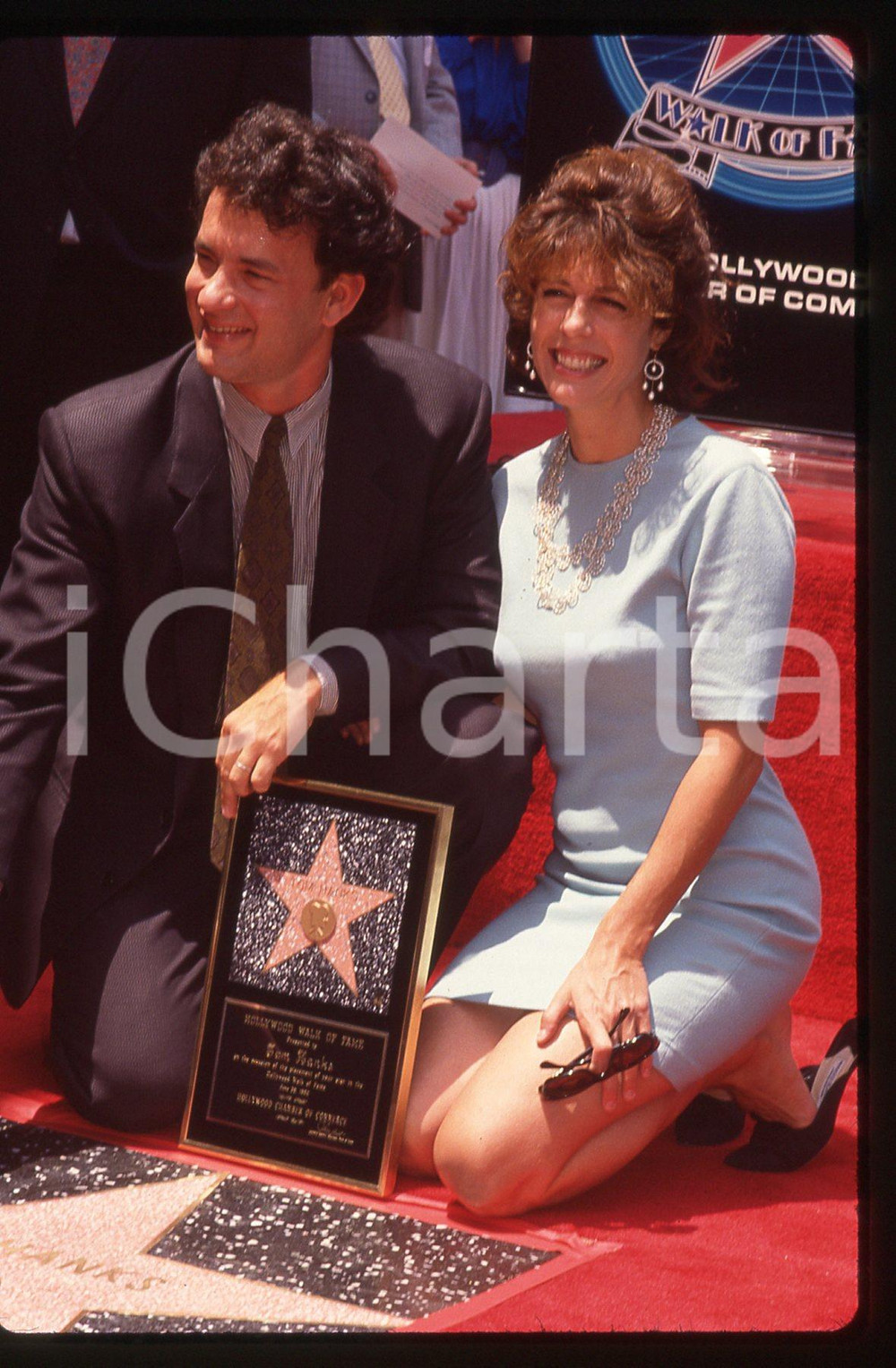 Fotografia d epoca originale Tom HANKS e Rita WILSON  WALK OF FAME HOLLYWOOD 1992 35 mm vintage slide 10 1