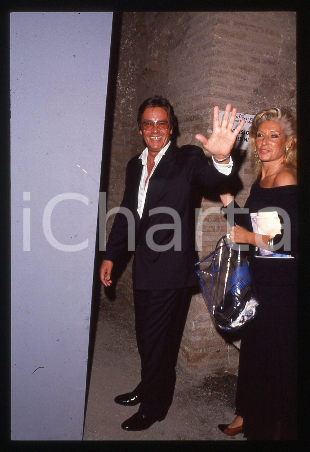 Fotografia d epoca originale Alain DELON  TEATRO GRECO TAORMINA 1989 35 mm vintage slide 6 1