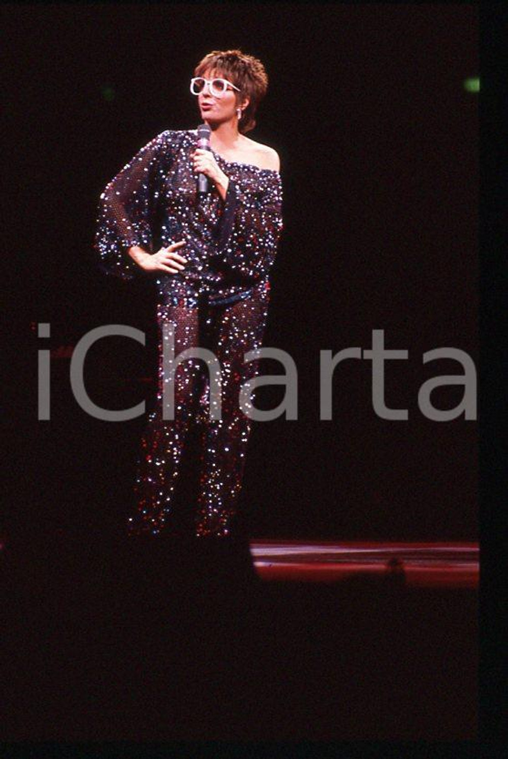 Fotografia d epoca originale Liza MINNELLI on stage  ITALY ? 1990 ca  35 mm vintage slide 3 1