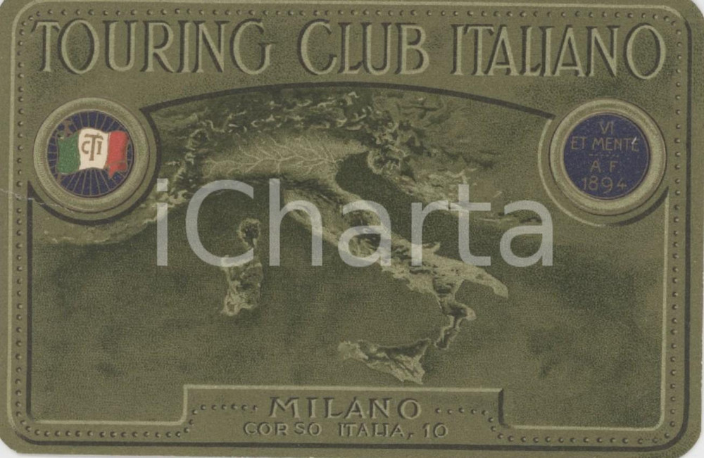 1935 MESSINA Tessera TCI Touring Club Italiano - 11x7 cm Tessera originale d'epoca. FAIR/discreto Piegatura diagonale Formato: 11x7 cm originale e autentica 1