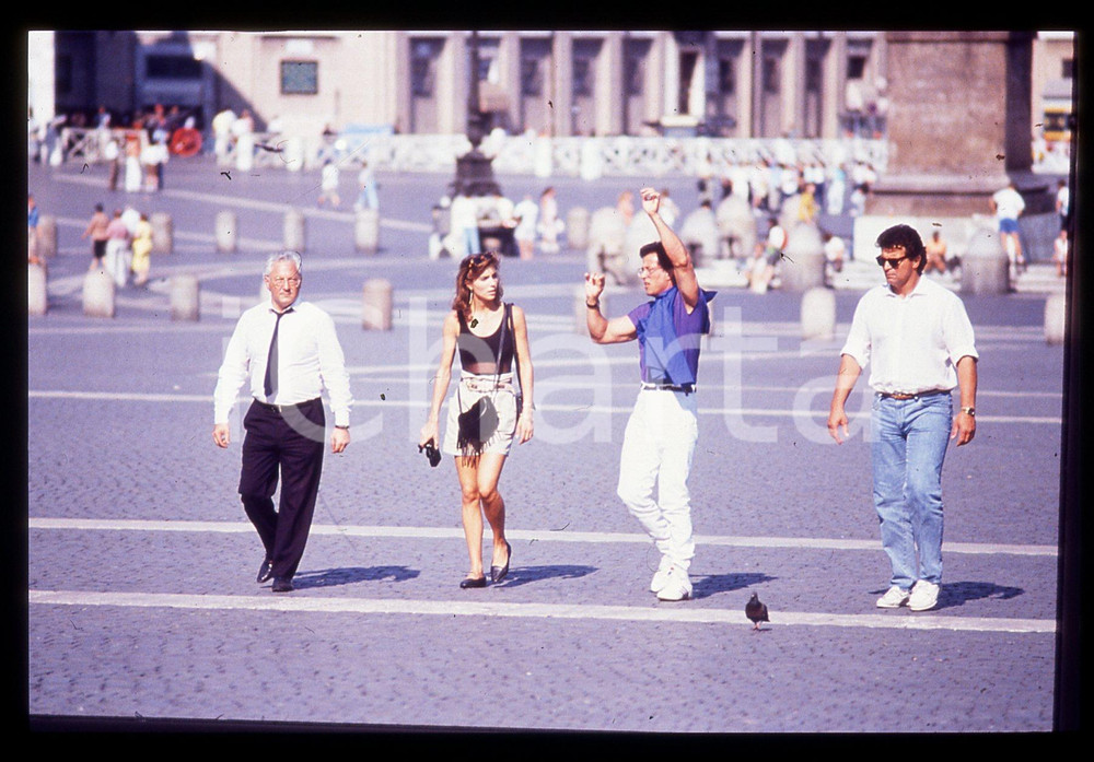 Fotografia d epoca originale Sylvester STALLONE e Jennifer FLAVIN  ROMA 1990 ca 35 mm vintage slide 6 1