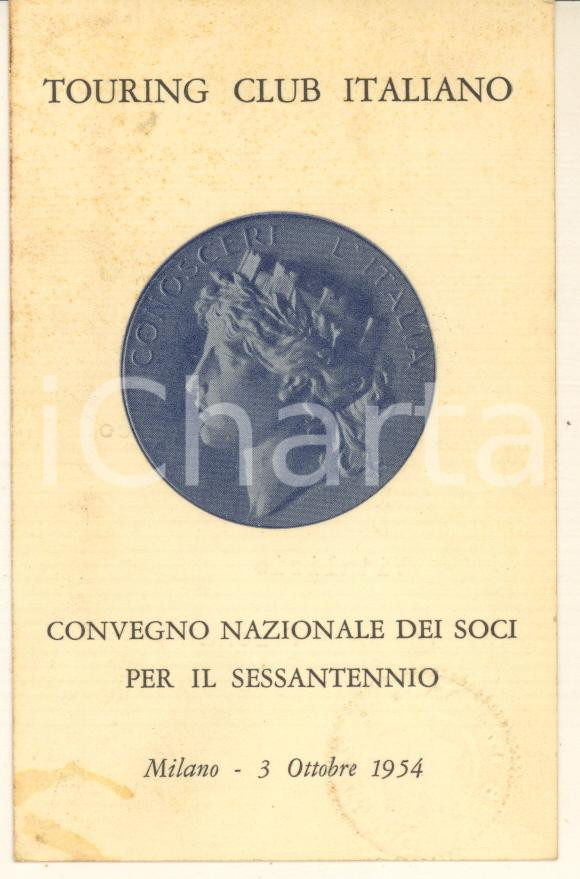 Oggetto da collezione cartaceo 1954 VERONA TOURING CLUB Tessera Convegno Nazionale Soci Sessantennio 1