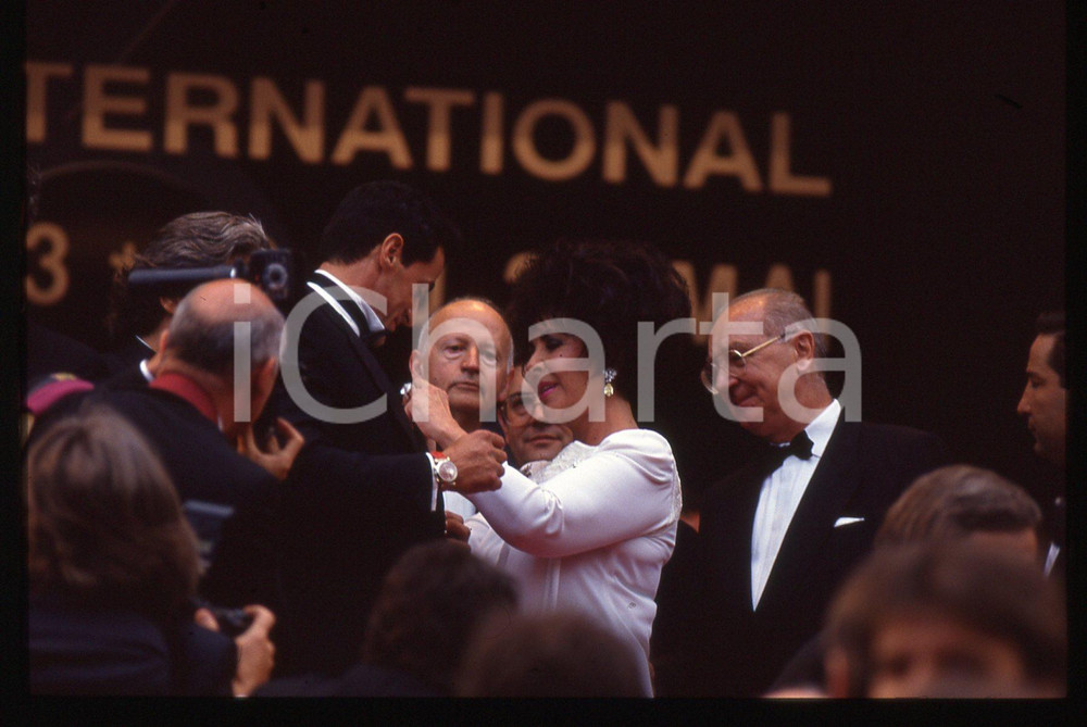 Fotografia d epoca originale Sylvester STALLONE Liz TAYLOR FESTIVAL CINEMA CANNES 1993 35 mm vintage slide 2 1