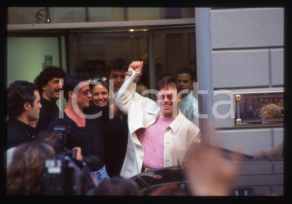 Fotografia d epoca originale Sylvester STALLONE Elton JOHN Andrea WIESER  MILANO 1994 35 mm vintage slide 6 1