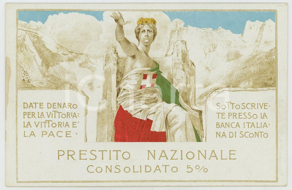 1915 ca WW1 Prestito Nazionale Consolidato 5%  - Cartolina ill. MATALONI (3) Cartolina postale d'epoca, non viaggiata.CONDIZIONI: GFORMATO: 9x14 cm    originale e autentica 1