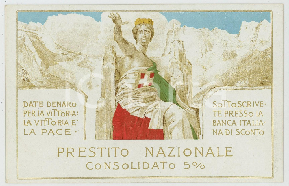 1915 ca WW1 Prestito Nazionale Consolidato 5%  - Cartolina ill. MATALONI (4) Cartolina postale d'epoca, non viaggiata.CONDIZIONI: GFORMATO: 9x14 cm    originale e autentica 1