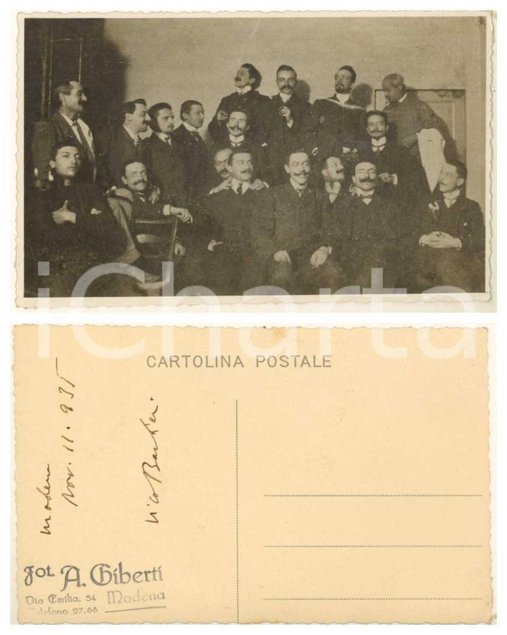 Fotografia d epoca originale 1935 MODENA Gruppo di uomini in un club  Ritratto Foto A. GIBERTI 1