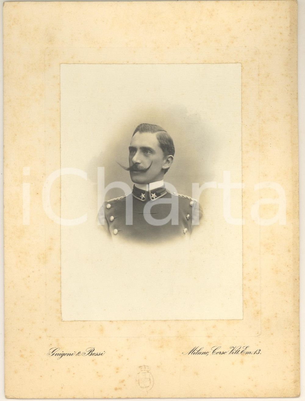 Fotografia d epoca originale 1910 ca MILANO REGIO ESERCITO Ritratto di ufficiale  Foto GUIGONI & BOSSI 1