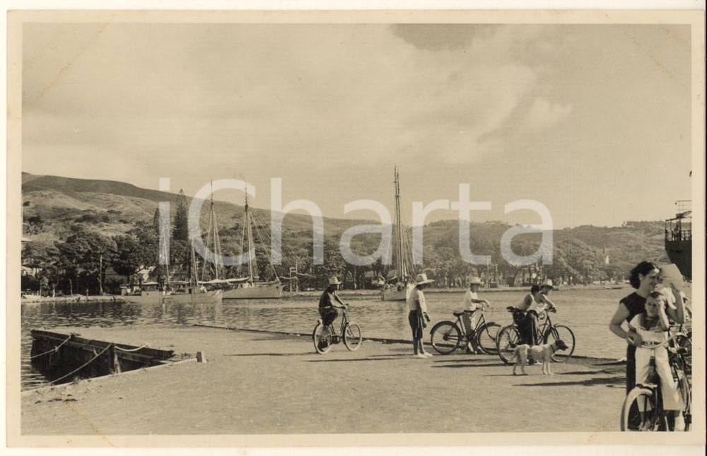 Fotografia d epoca originale 1930 ca PAPEETE POLINESIA Attesa in bicicletta al porto  Foto anonima 14x9 cm 1