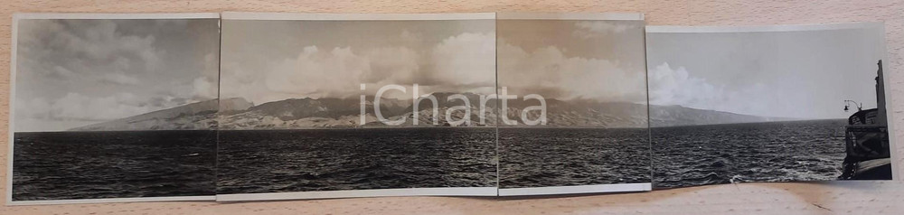 Fotografia d epoca originale 1930 ca TAHITI POLINESIA Veduta completa dell isola da nord  Foto 41x9 cm 1