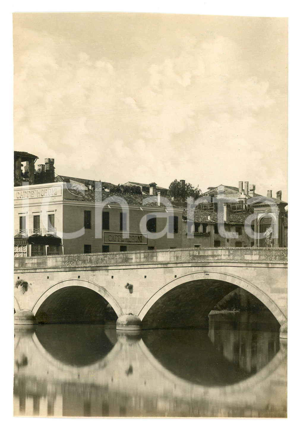 Fotografia d epoca originale 1940 ca PADOVA Fiume BACCHIGLIONE Ponte Molino e CaffÃ¨ Moroni  Foto 12x18 cm 1