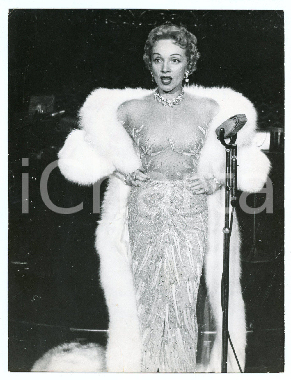 1954 CINEMA Marlene DIETRICH Ritratto - Foto 18x24 cm Fotografia originale.  FAIR/discreto Lievi piegature agli angoli Formato: 18x24 cm originale e autentica 1