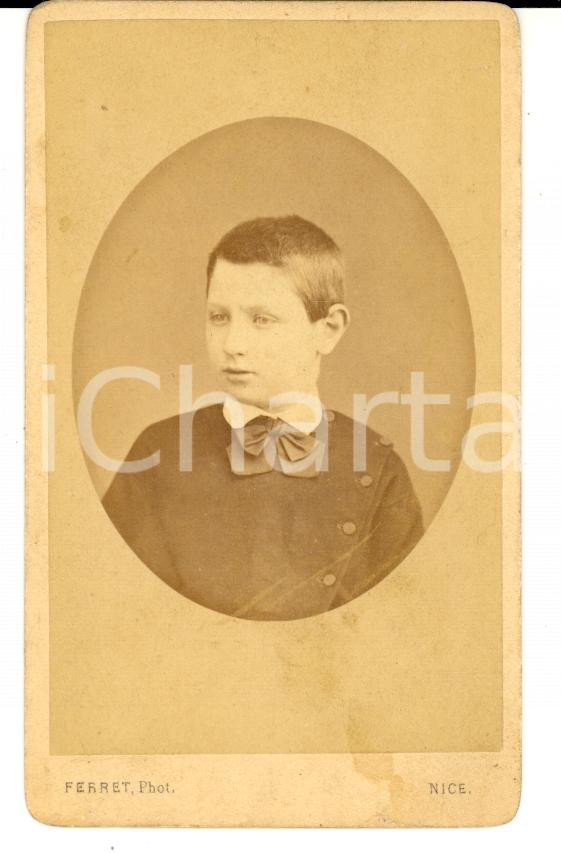 Fotografia d epoca originale 1870 ca NICE Barone Luigi Britannio CANTONO DI CEVA bambino Foto FERRET 1 1