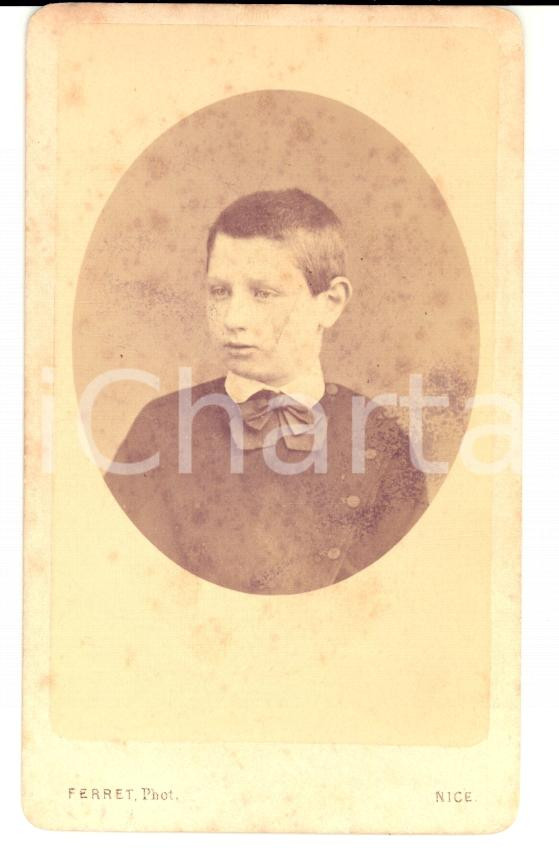 Fotografia d epoca originale 1870 ca NICE Barone Luigi Britannio CANTONO DI CEVA bambino Foto FERRET 1