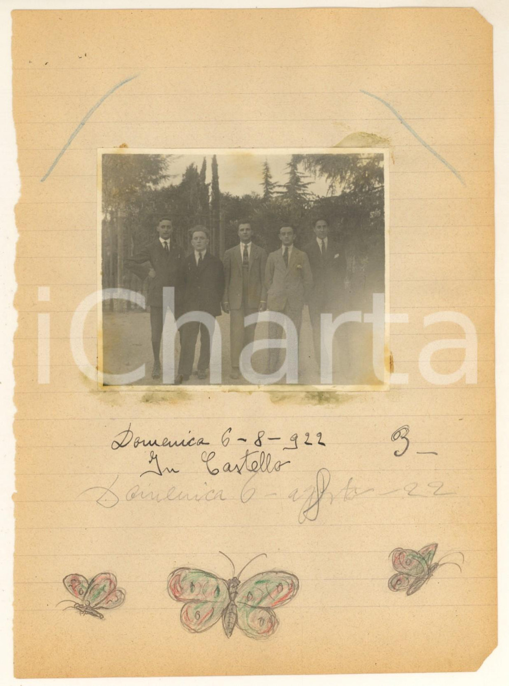 Fotografia d epoca originale 1922 BRESCIA Castello  ESCURSIONISMO UOEI  Giovanni Bignami e amici  Foto 1