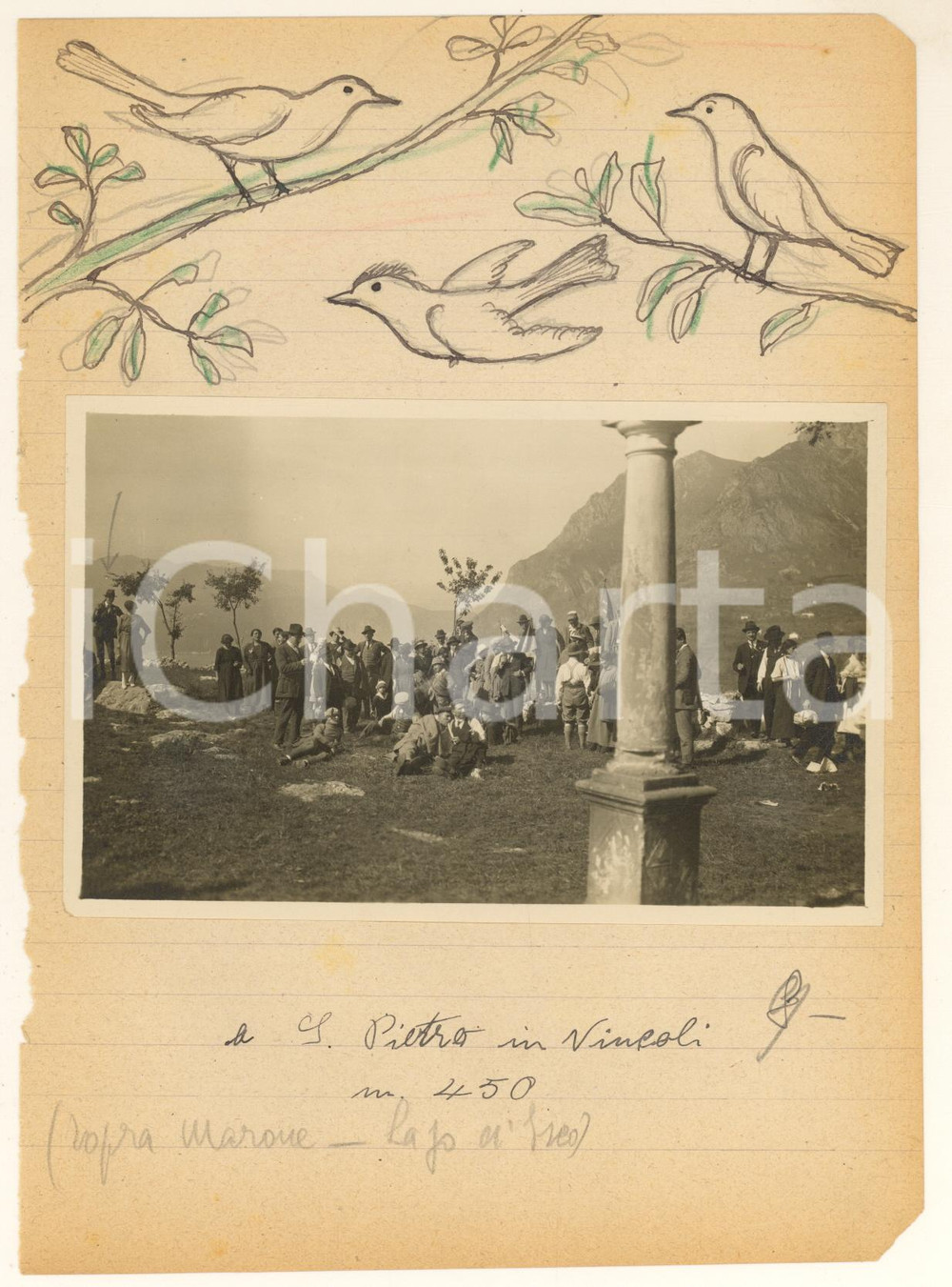 Fotografia d epoca originale 1922 SAN PIETRO IN VINCOLI BS  Escursionismo UOEI  Gruppo in gita  Foto 1