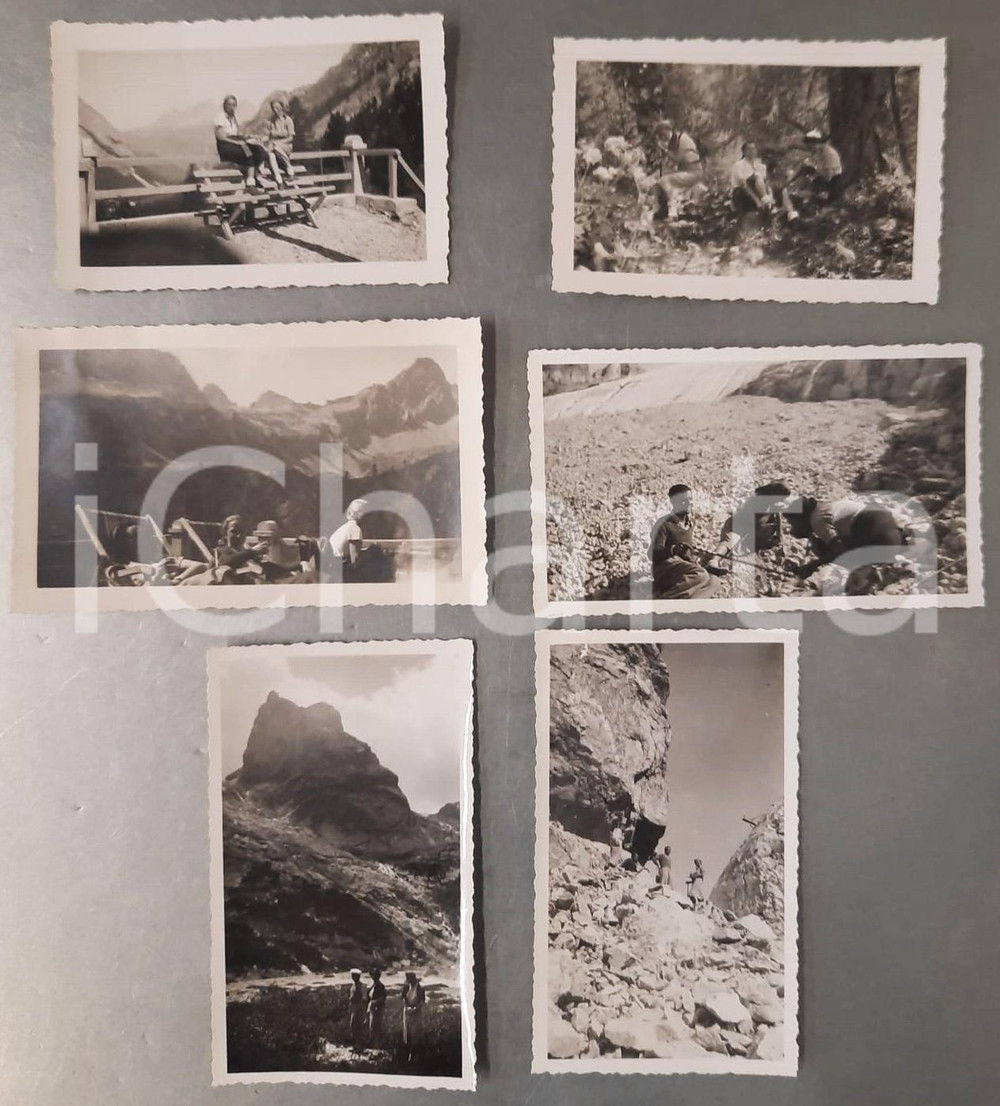 Fotografia d epoca originale 1937 PASSO FEDAIA BL Famiglia di escursionisti  Lotto 6 foto 11x7 cm 1