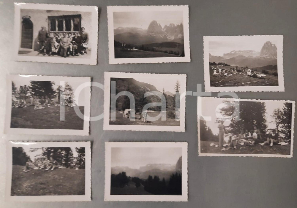 Fotografia d epoca originale 1937 DOLOMITI ALPE DI SIUSI Gruppo di escursionisti  Vedute Lotto 8 foto 10x7 1