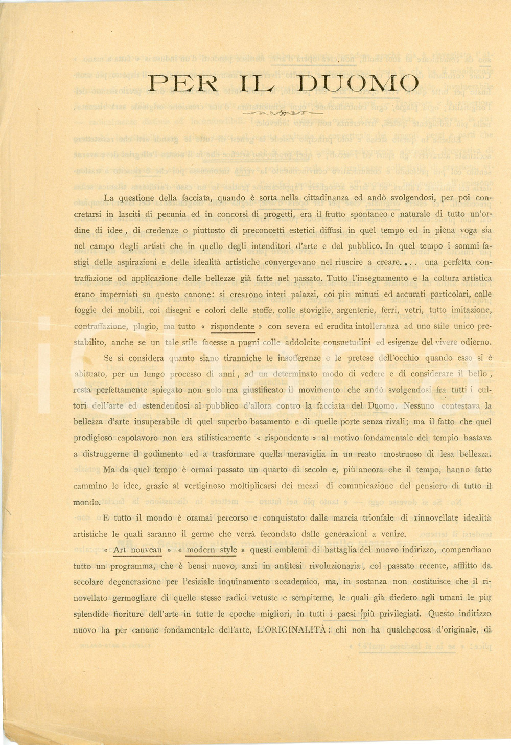 Documento originale, autentico 1900 MILANO Appello di Vittore GRUBICY DE DRAGON a Giovanni GRACHI per il Duomo 1