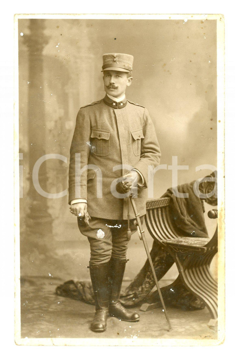 Fotografia d epoca originale 1910 ca ITALIA  REGIO ESERCITO Militare Francesco DE VECCHI Foto 8x14 cm 1