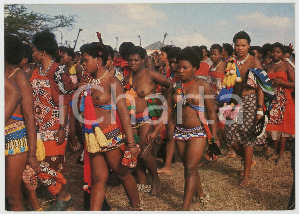1970ca SWAZILAND AFRICA Womenfolk at ceremonial gathering ETHNIC NUDE *Postcard  Cartolina postale d'epoca, non viaggiata.CONDIZIONI: FAIR FORMATO: FG    originale e autentica 1