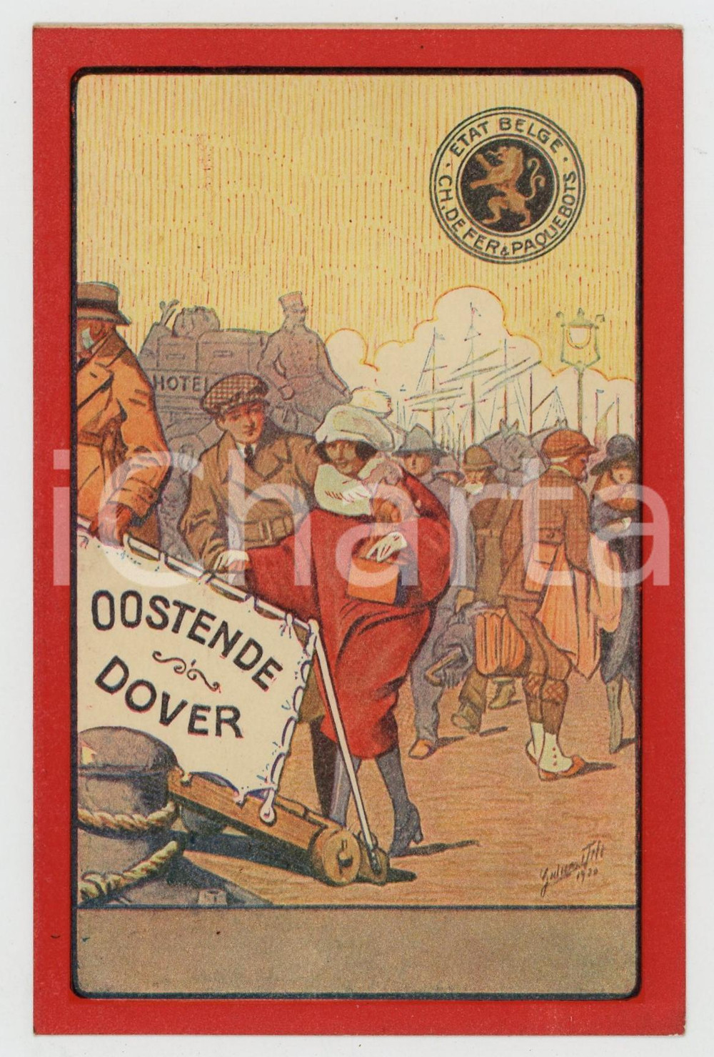 1920 ca ETAT BELGE Chemin de fer & Paquebots Oostende-Dover *Postcard (2) Cartolina d'epoca illustrata, non viaggiata. GOOD/buono  Formato: 9x14 cm originale e autentica 1