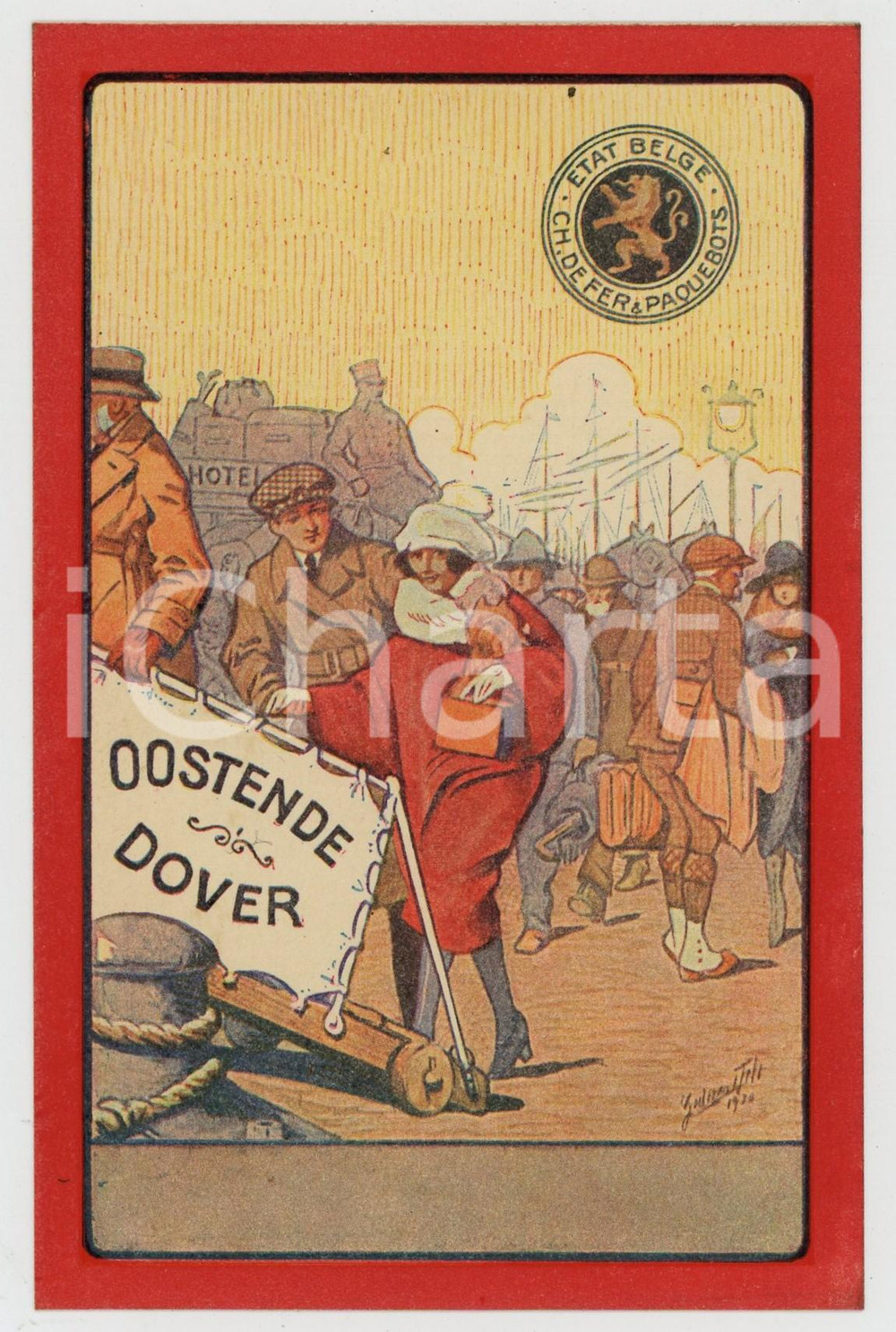1920 ca ETAT BELGE Chemin de fer & Paquebots Oostende-Dover *Postcard (3) Cartolina d'epoca illustrata, non viaggiata. GOOD/buono  Formato: 9x14 cm originale e autentica 1