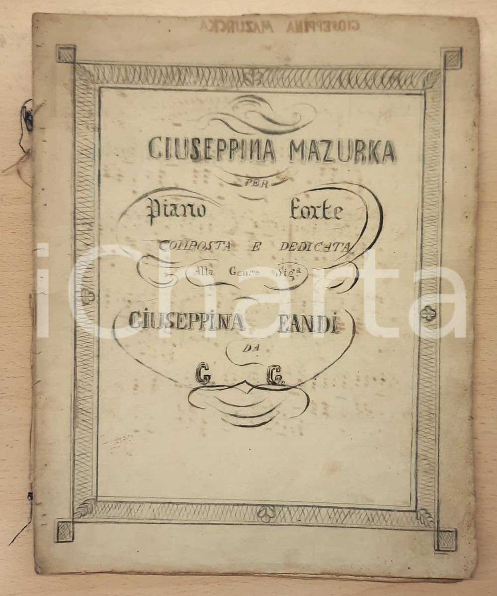 Oggetto da collezione cartaceo 1880 ca Giovanni POISETTI e vari  Fascicolo spartiti per pianoforte manoscritti 1