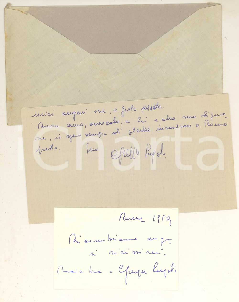 Autografo originale 1959 ROMA Giuseppe LUGATO  Biglietti di auguri a un amico  AUTOGRAFO 1