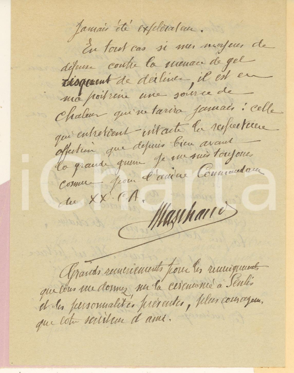 Autografo originale 1930 GOUVIEUX Generale JeanBaptiste MARCHAND e le energie rarefatte Autografo 1