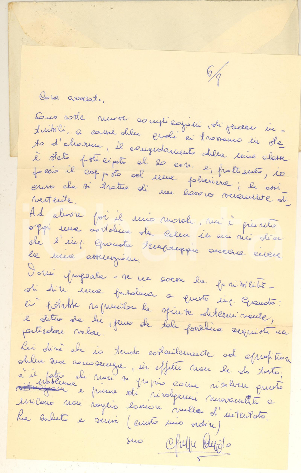 Autografo originale 1958 ROMA Giuseppe LUGATO Tendo ad approfittare delle Sue conoscenze AUTOGRAFO 1