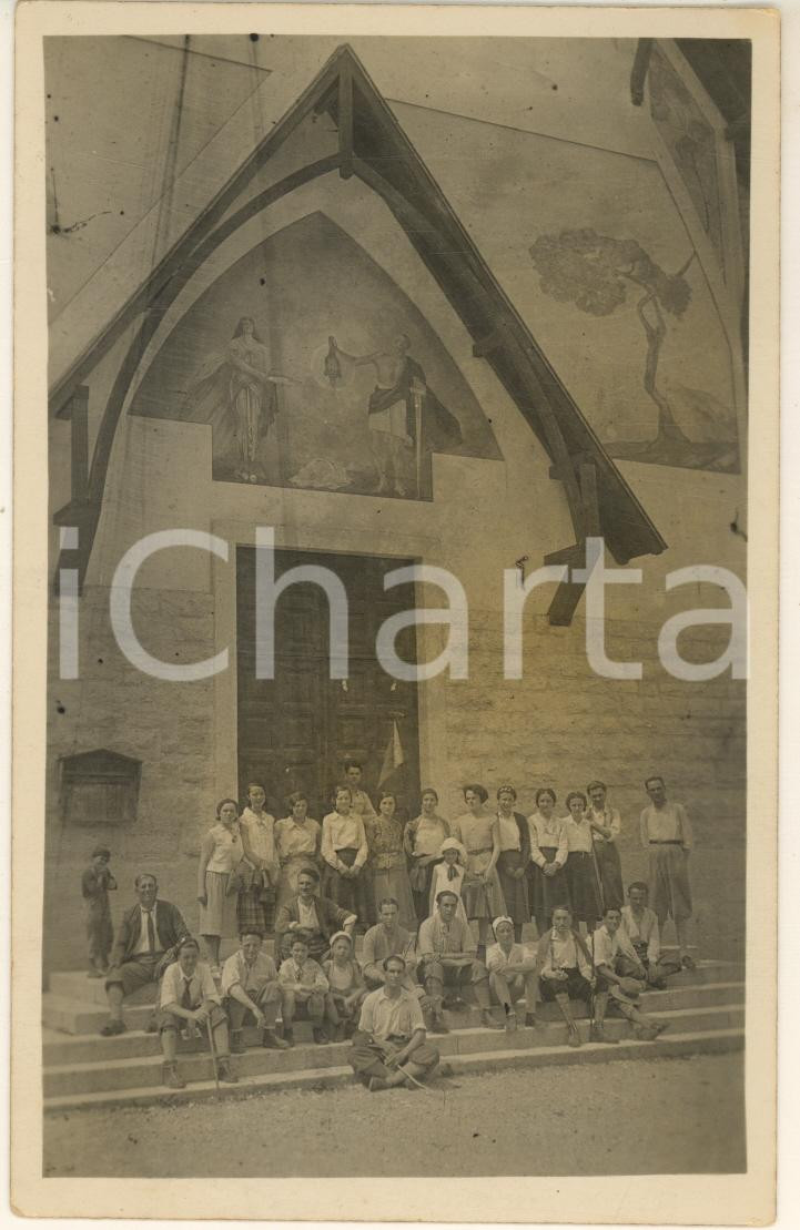 Fotografia d epoca originale 1925 ca STOCCAREDDO VI Chiesa S. Giovanni Battista  Gruppo CAI MESTRE Foto 1