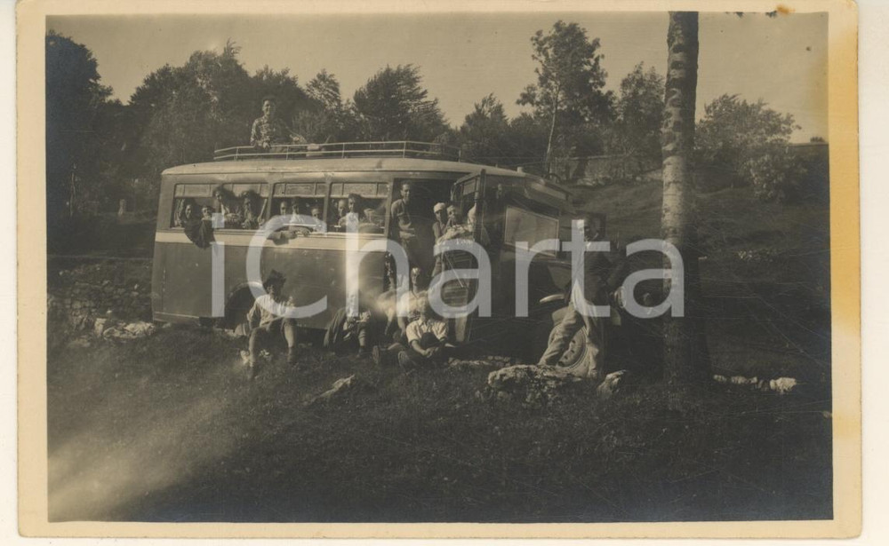Fotografia d epoca originale 1925 ca ESCURSIONISMO Gruppo CAI MESTRE  Gita in pullmino Foto 14x9 cm 1 1
