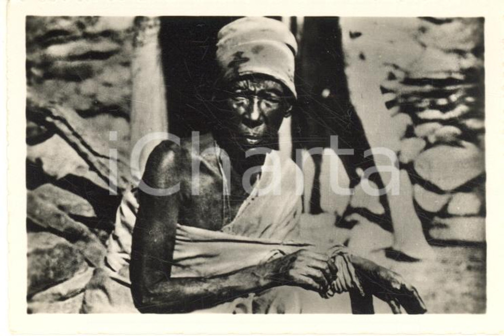 Fotografia d epoca originale 1935ca A.O.I. ETIOPIA Ritratto di contadino etiope con turbante VERA FOTO 5,8x9 1