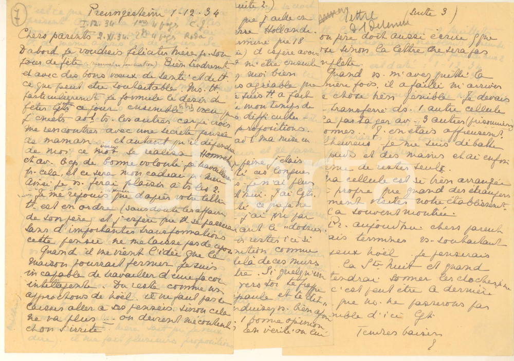 Autografo originale 1934 PREUNGESHEIM Lettera serial killer Eugen WEIDMANN ai genitori AUTOGRAFO 1