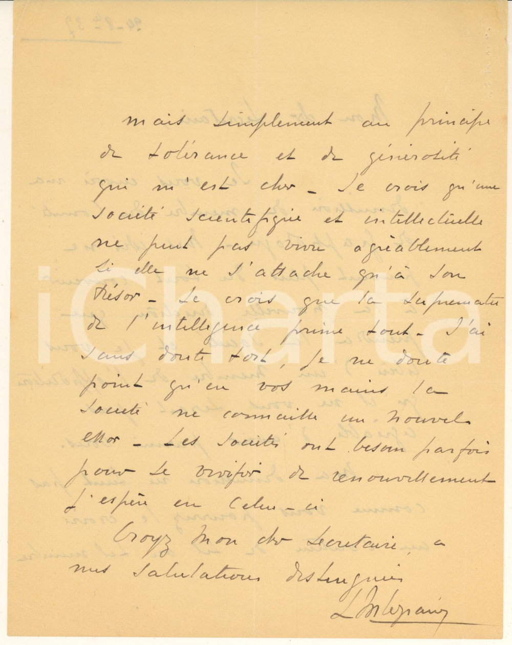 Autografo originale 1937 PARIS PaulMaurice LEGRAIN  Dimissions ComitÃ© de Graphologie AUTOGRAFO 1