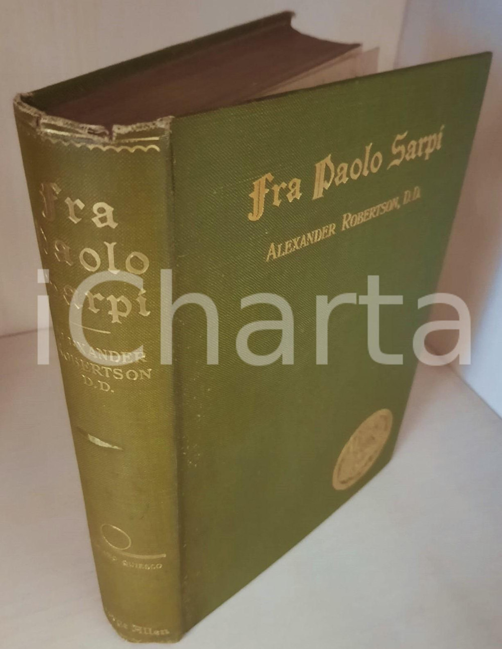 1911 Alexander ROBERTSON Fra Paolo Sarpi the Greatest of the Venetians AUTOGRAFO Legatura editoriale con copertina cartonata rigida in similpelle, titoli dorati ai piatti e al dorso.In lingua inglese.Dedica autografa all'interno.PAGINE: 289EDITORE: George Allen & Company - London POOR/danneggiato fioriture al taglio; piccole sbrecciature, residui di colla e segni d'uso alla coperta Formato: 15x21 cm originale e autentica 1