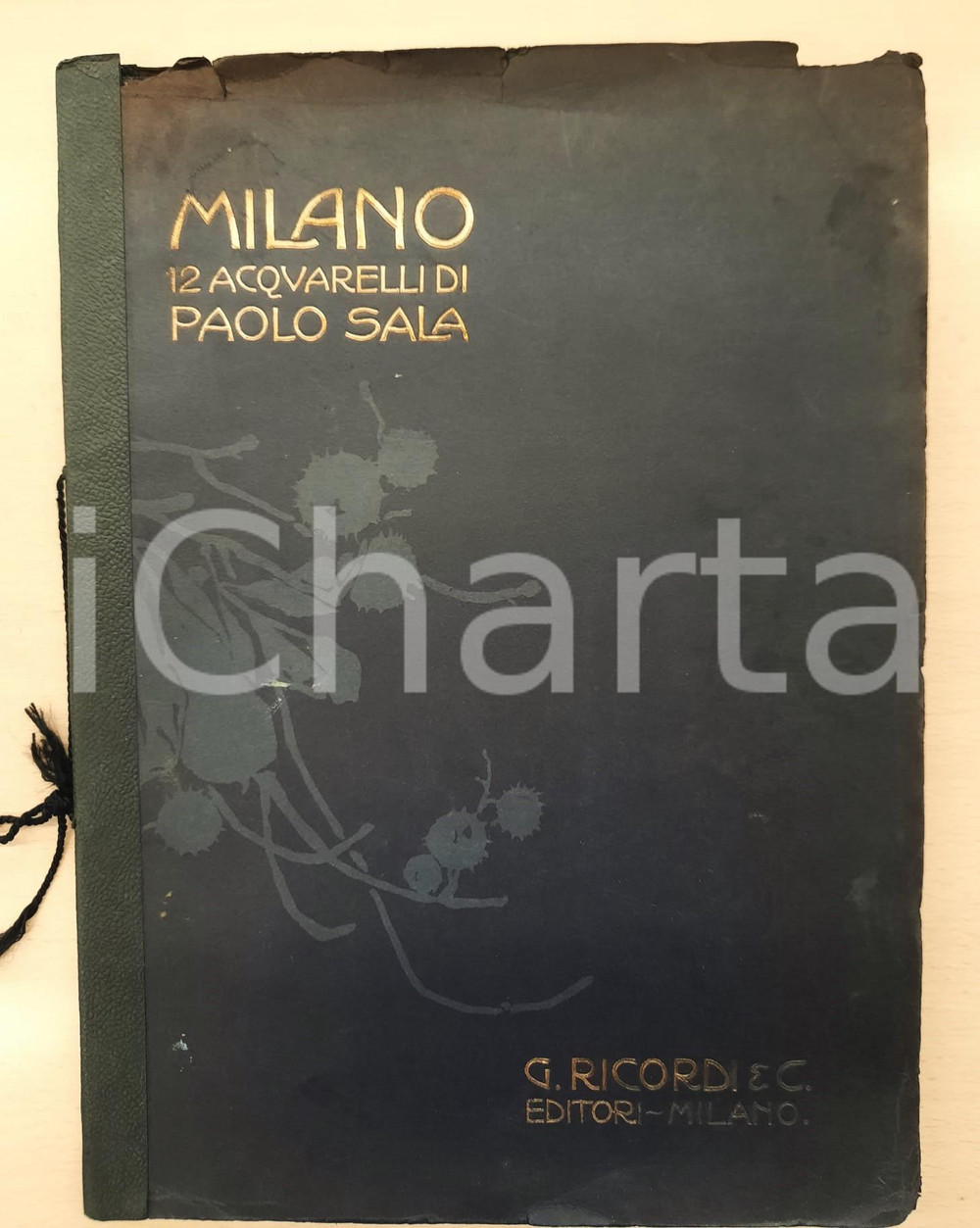 1910 ca MILANO Album con 12 acquarelli di Paolo Sala - Ed. G. RICORDI Pregevole pubblicazione, originale d'epoca, con copertina flessibile, interamente illustrata con immagini a piena pagina degli acquerelli di Paolo Sala.Passamaneria originale.EDITORE: G. Ricordi - Milano FAIR/discreto piegature in copertina, con piccoli strappi marginali Formato: 22x34 cm originale e autentica 1